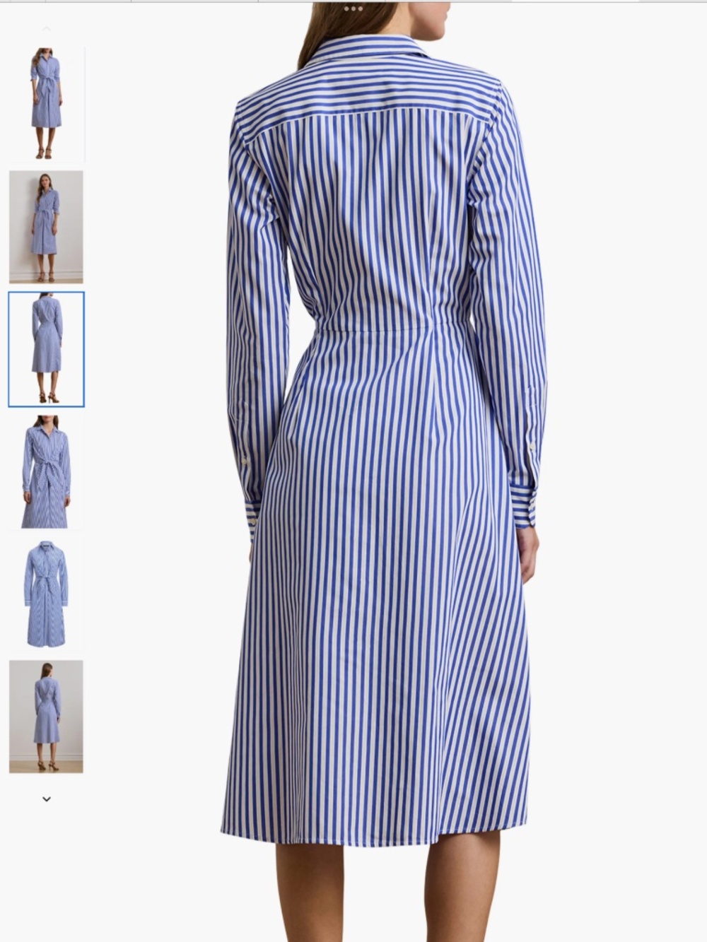 Lauren Ralph Lauren Stripe Long Sleeve Cotton Broadcloth Shirtdress, size 10 - Picture 2 of 14
